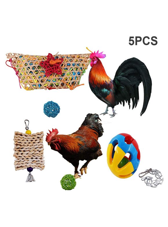 Chicken Toy Rooster Woven Toy Set Durable Chew Ball Toy Hanging Ball Toy for Chicken Hens