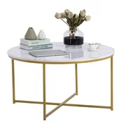 Ktaxon Round Coffee Table Accent Table Living Room, Marble/Gold