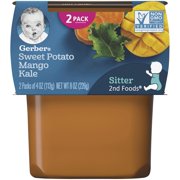 (Pack of 16) Gerber 2nd Foods Sweet Potato Mango Kale Baby Food, 4 oz Tubs