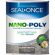 SEAL-ONCE NANO+POLY Concrete & Masonry Penetrating Sealer & Waterproofer, 1 Gallon, Low VOC, Water-based wtih Polyurethane - Protect driveways, patios, stamped concrete, bricks & pavers.