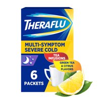 Theraflu Nighttime Severe Cold Relief Powder, Green Tea and Citrus, 6 Count