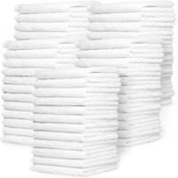 Wash Cloth Towels by Zeppoli, 60-Pack, 100% Natural Cotton, 12 x 12, Soft and Absorbent, Machine Washable, White (60-Pack)