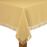 Lintex Linens Homespun Check 100% Cotton Woven Fringed Tablecloth 52"X52", Gold