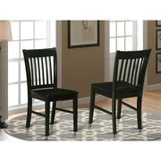 East West Furniture Norfolk Dining chair with Wood Seat  -Oak Finish.-Finish:Black,Style:Wood Seat