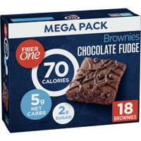 Fiber One 70 Calories Brownies, Chocolate Fudge, 18 Ct Mega Pack, 16 Oz