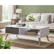 Furniture of America Dominique Coffee Table, Distressed Gray and White