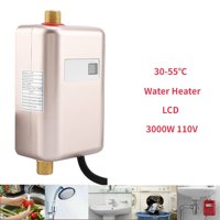 Tankless Water Heater, 110V 3000W Mini Electric Tankless Instant Hot Water Heater with Digital Display for Bathroom Kitchen Washing Restroom