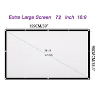 Foldable 16:9 Projector Screen Polyester Portable Front/Rear Non-crease Home Projection Screen 60 72 84 100 120 150 Inch
