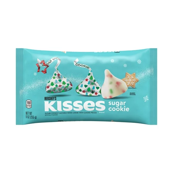 Hershey's Kisses Sugar Cookie Flavored White Creme Christmas Candy, Bag 9 oz
