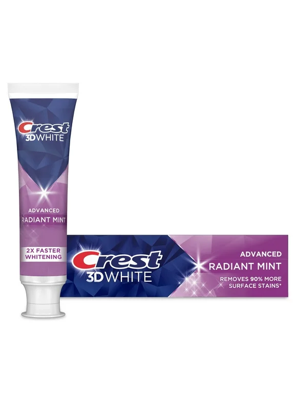 Crest 3D White Adv Teeth Whitening Toothpaste, Radiant Mint, 2.4 oz