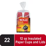 Solo Paper Hot Cups with Recloseable Lids, 12 oz, 22 Count