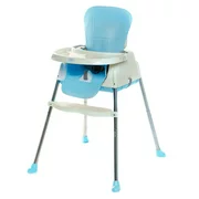 3-in-1 Highchair - Space-Saving, Multi-Stage Booster and Toddler Chair with Multi-use Dishwasher-Safe Tray, Blue - 3 Months up