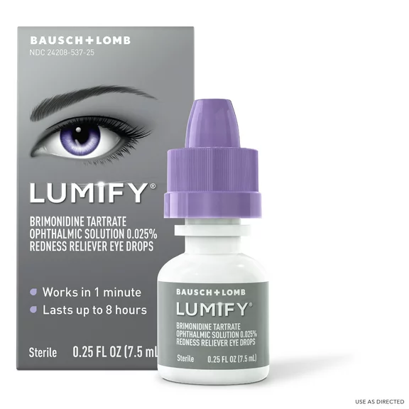 LUMIFY® Redness Reliever Eye Drops (Brimonidine Tartrate Ophthalmic Solution 0.025%) – from Bausch + Lomb, 0.25 Fl. Oz. (7.5 mL)