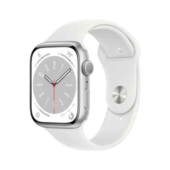 Apple Watch Series 8 GPS 45mm Silver Aluminum Case with White Sport Band - M/L