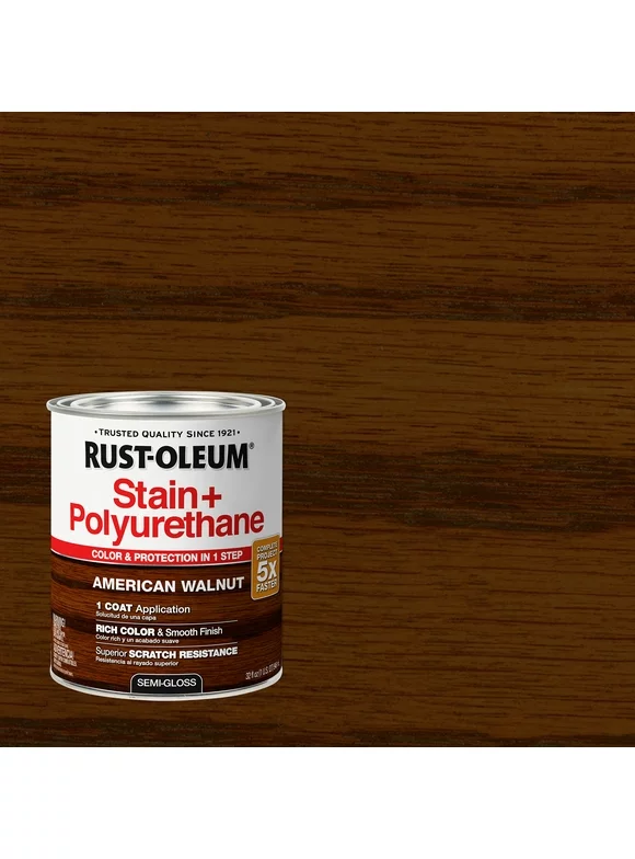 American Walnut, Rust-Oleum Stain + Polyurethane Semi-Gloss -330056, Quart