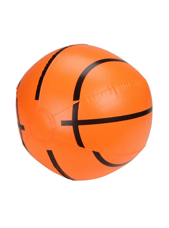 Pool Central 16" Inflatable 6-Panel Beach Basketball Swimming Pool Toy - Orange/Black