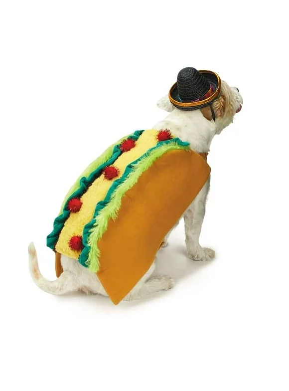 Spicy Tasty Taco and Sombrero Costume for Dogs Food Themed Cute Halloween or Pic (Small)