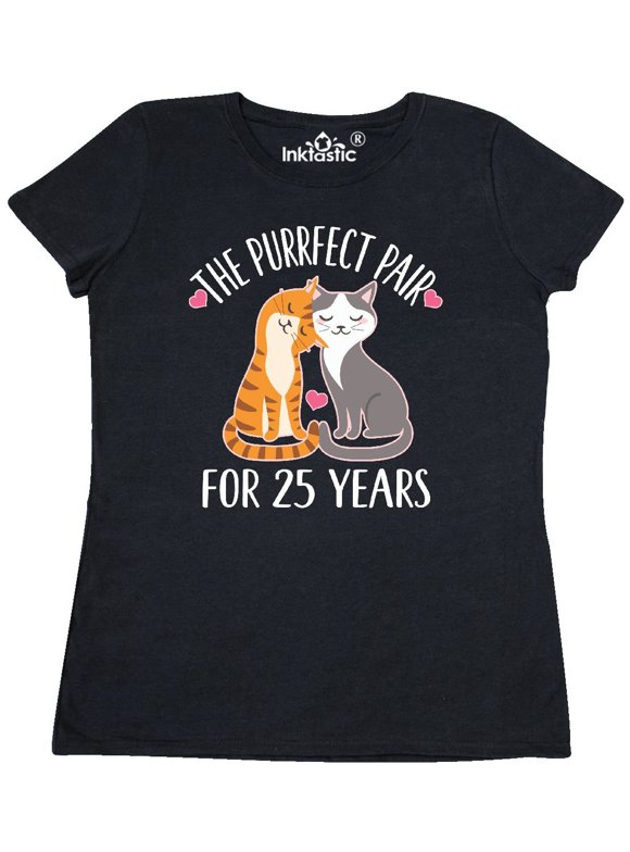 Inktastic 25th Anniversary Gift Cat Couples Women's T-Shirt