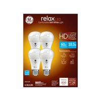 GE LED 10.5W HD Relax Soft White General Purpose, A19 Medium Base, Dimmable, 4pk Light Bulbs