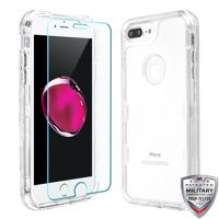 Apple iPhone 8 Plus iPhone 7 Plus iPhone 6/6S Plus - Phone Case Tuff Hybrid Armor Shockproof Impact Rubber Hard Protective Cover + Screen Protector Transparent Case for iPhone 7 Plus /8 Plus/6 6S Plus