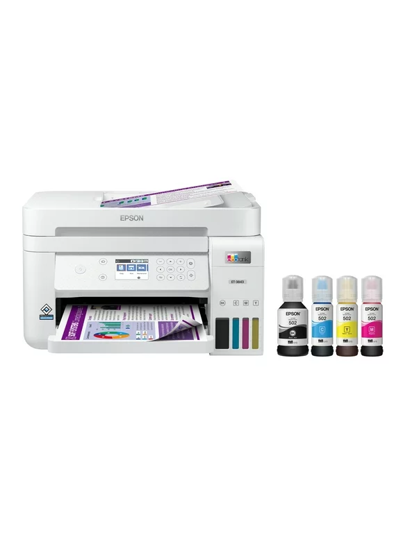 Epson ET3843 EcoTank Wireless Color All-in-One Cartridge-Free Supertank Printer with Scanner