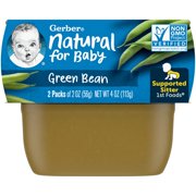 (Pack of 16) Gerber 1st Foods Green Bean Baby Food, 2 oz Tubs