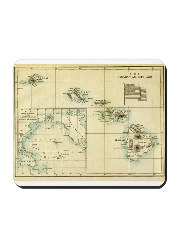 CafePress - Antique Hawaii Map Mousepad - Non-slip Rubber Mousepad, Gaming Mouse Pad