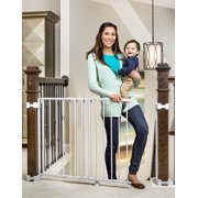 Regalo Extra Tall and Wide 2-in-1 Stairway and Hallway Wall Mounted Baby Gate, Bonus Kit, Includes Banister and Wall Mounting Kit