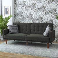 Queer Eye Wimberly Upholstered Futon, Split Back Design, Convertible Sofa, Lounger and Bed, Gray Linen