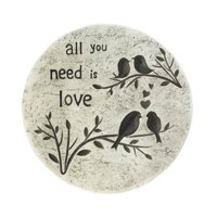 9.75" White and Black "All You Need Is Love" Outdoor Garden Stepping Stone