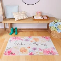 Mohawk Home Print Mat 'Welcome Spring' in Pink, 2' 6'' x 4' 2''