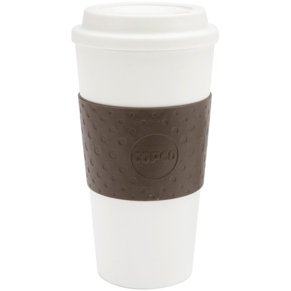 Copco Acadia Travel coffee Mug, Plastic Reusable 16 Oz - Brown / White