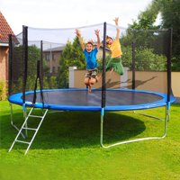 Bouanq 12 ft Trampoline with Ladder, 600 lb Weight Capacity Trampoline with Safety Enclosure Net, Large Backyard Jumping Trampoline Inside Trampoline for kids