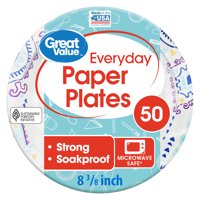 Great Value Everyday Paper Plates, 8 3/8", 50 Count