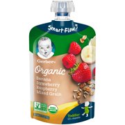 (Pack of 12) Gerber Organic Toddler Baby Food Banana Strawberry Raspberry Mixed Grain 3.5 oz. Pouch