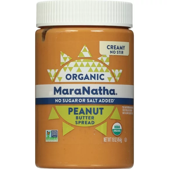 MaraNatha Organic Creamy No Sugar No Salt Peanut Butter Spread, 16 oz