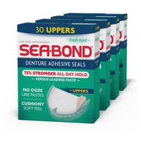 Sea Bond Secure Denture Adhesive Seals, For an All Day Strong Hold, 30 Mint Flavor Seals for Upper Dentures (4 Pack)