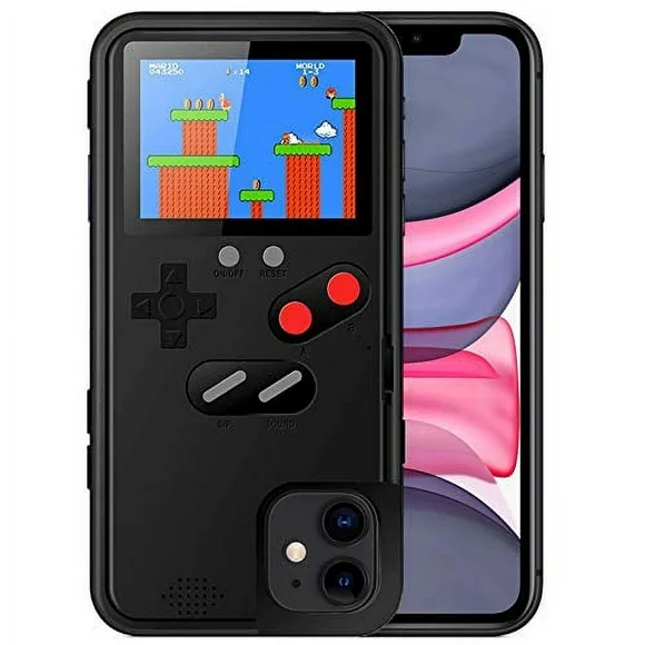 Gameboy Case for iPhone 12 Mini, Retro Protective Cover Self-Powered Case with 36 Small Game, Color Display Gameboy Phone Case, Handheld Video Game Console Case for iPhone (Black, iPhone 12 Mini)