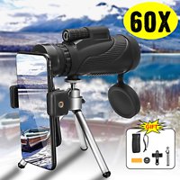 40X60 High Definition HD Monocular Telescope Day Night Vision + Phone clip + Tripod - BAK4 Prism For Outdoor Hunting Camping Hiking Sightseeing