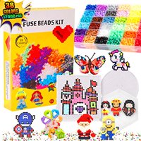 Bachmore Fuse Beads Craft Kit Melty Fusion Colored Beads- 12,000pcs 38 Colors Pearler Craft Sets for Kids Including 7 Pegboards,Booklet Chain Accessories Activity Gift Toy For Boys and Girls