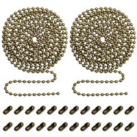 Beaded Pull Chain Extension with Connector for Ceiling Fan or Light (2pc in One Package) 10 Feet Beaded Roller Chain with 12 Matching Connectors Each (3.2mm Diameter, Bronze)