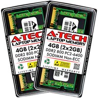A-Tech Components A-Tech 4Gb (2X2Gb) Ddr2 800Mhz Sodimm Pc2-6400 1.8V Cl6 200-Pin Non-Ecc Unbuffered Laptop Ram Memory Upgrade Kit Internal_Memory