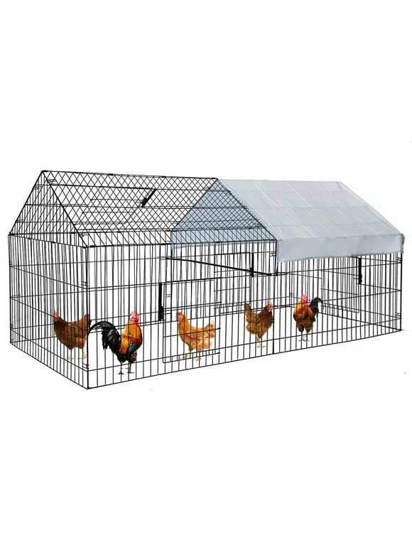 PawGiant 86''x40''Chicken Coop Large Metal Chicken Cage House Waterproof