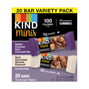 KIND Bars, Salted Caramel Dark Chocolate Nut / Dark Chocolate Almond Coconut Minis Variety Pack, Gluten free, .7 oz, 20 Snack Bars
