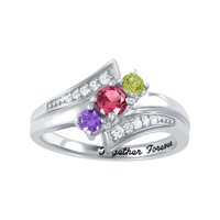 Personalized Family Jewelry Birthstone Romp Mother's Ring in Sterling Silver, 10K Gold over Sterling Silver, 10K or 14K Gold/White Gold