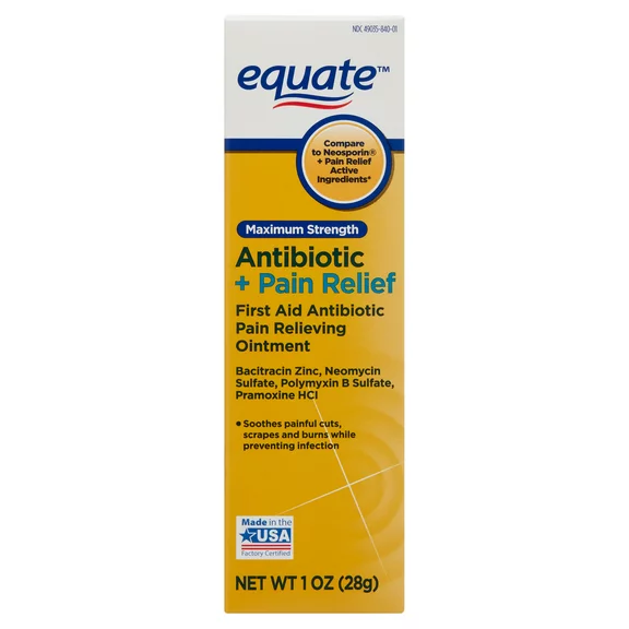 Equate Maximum Antibiotic & Pain Relief Ointment, 1 oz