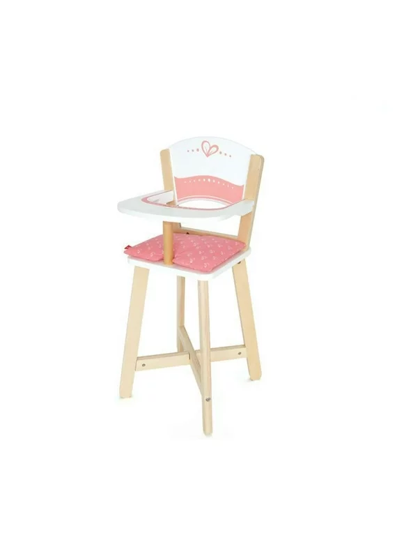 Hape Babydoll Highchair - Pink Hearts - Toddler Wooden Doll Play Furniture