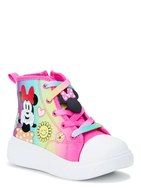 Disney Minnie Mouse Toddler Girls High Top Sneakers, Sizes 7-12