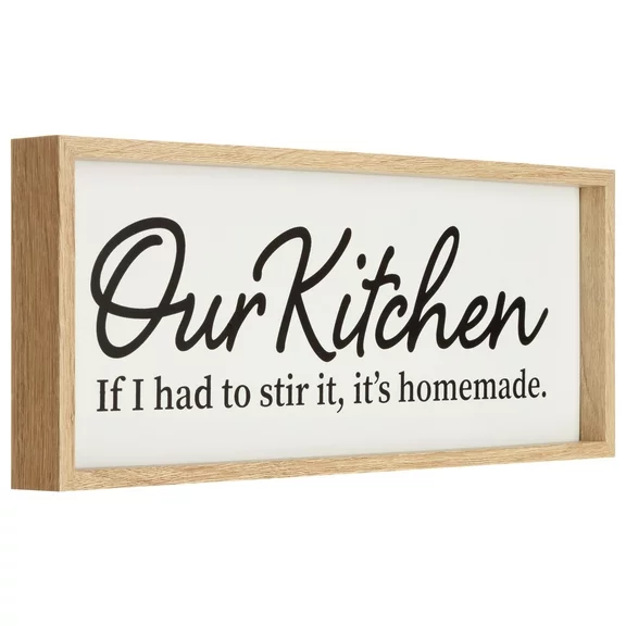 Mainstays 6x16 White Wood Framed Our Kitchen Box Sign Wall Decor