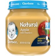 (Pack of 10) Gerber 1st Foods Natural Apple Baby Food, 4 oz Jars